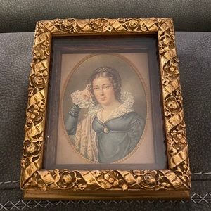 Vintage gold framed Victorian woman picture
